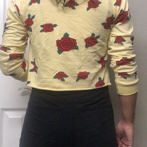 Crop Rose T shirt Hoodie